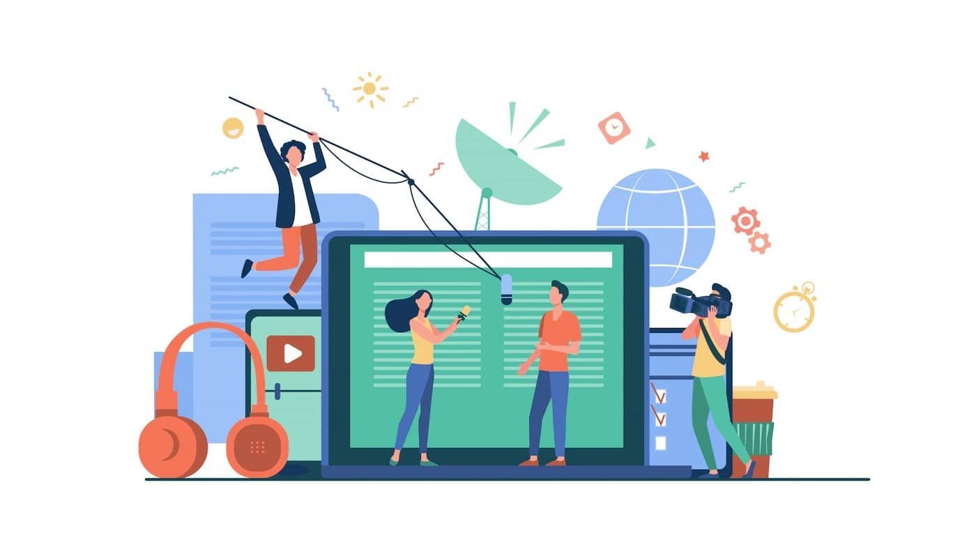 Illustration of broadcasting and digital media