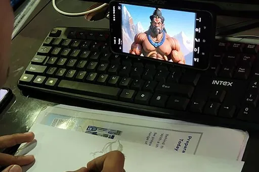 Student sketching a game character at Arena Animation JM Road
